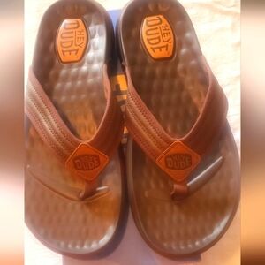 Hey Dude Myers Flip Classic Brown Sz. 10 Flip Flop Sandals